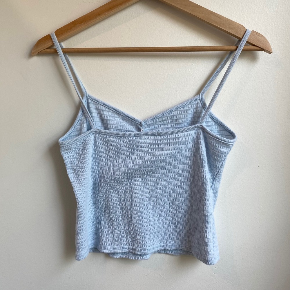 White Fawn Cami Tank Top Womens Medium Light Blue Smocked Coquette Boho Dainty - Picture 2 of 7